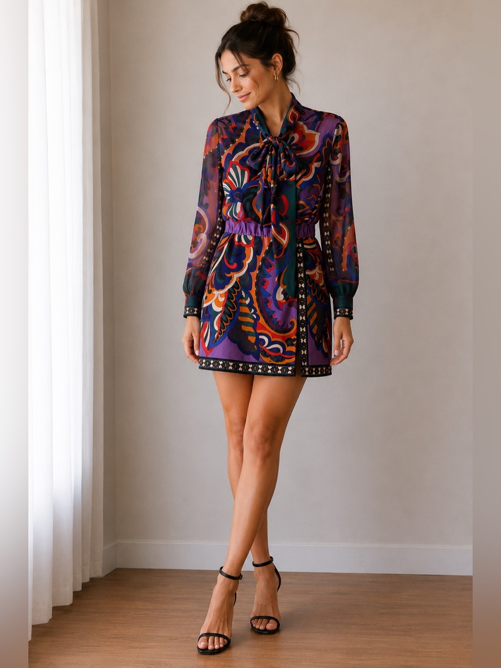 🌺 Zara Limited Edition Retro "Pucci-Style" Mini Dress 🥂🪙